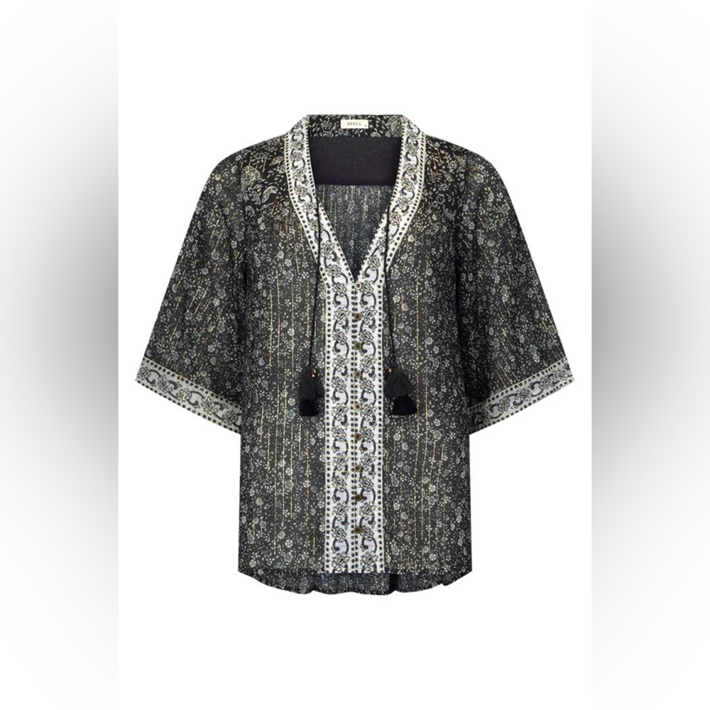 spell Little Bird Flutter Sleeve Blouse l midnight - Picture 6 of 9
